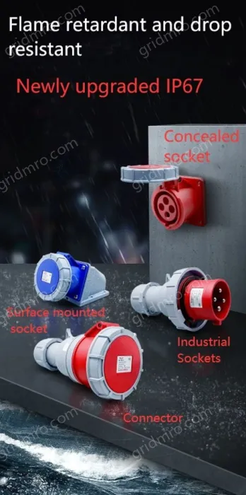 5 pole 125A receptacle + socket for exposed installation