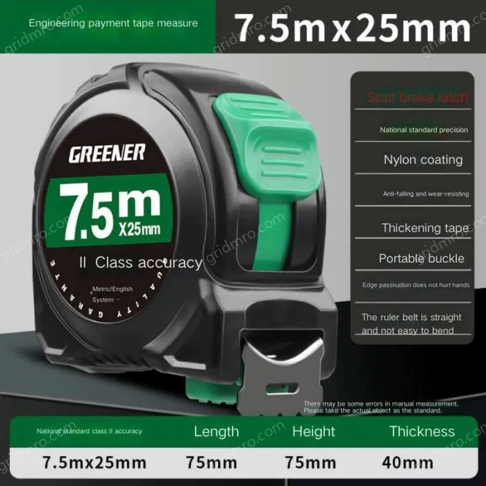 NYLON LAMINATED/POINT BRAKE 7.5 M X 25MM LEVEL II ACCURACY