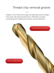 Set of 10 straight shanks containing cobalt twist drills