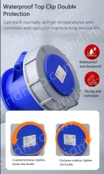 5 pole 125A receptacle + socket for exposed installation